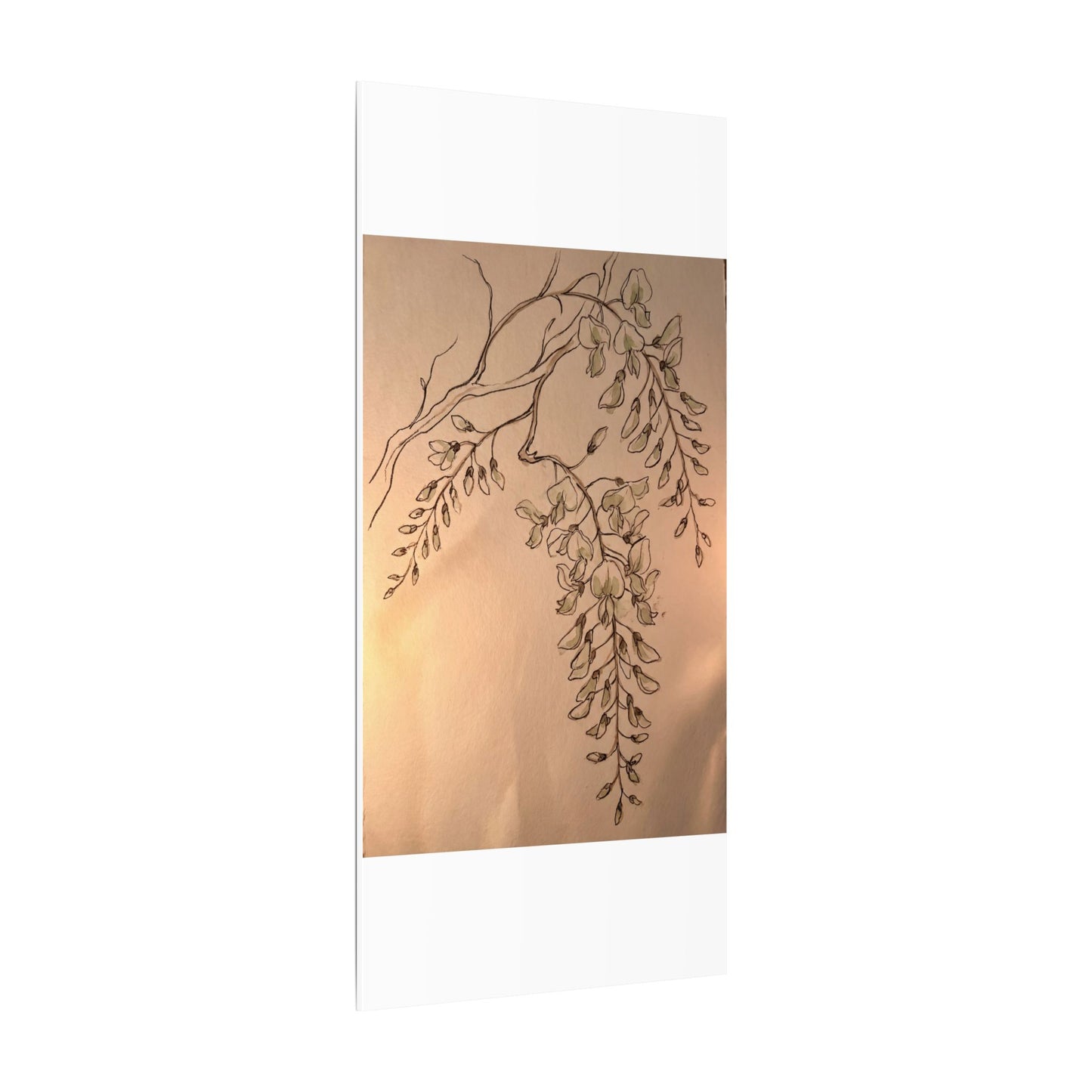 Japandi Wisteria in Candlelight | Minimal Line Canvas Art