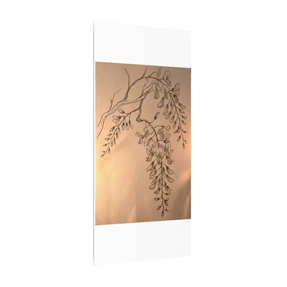 Japandi Wisteria in Candlelight | Minimal Line Canvas Art