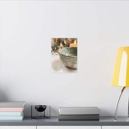 Ceramic Bowl Canvas Art | Summer Japandi Watercolor Art