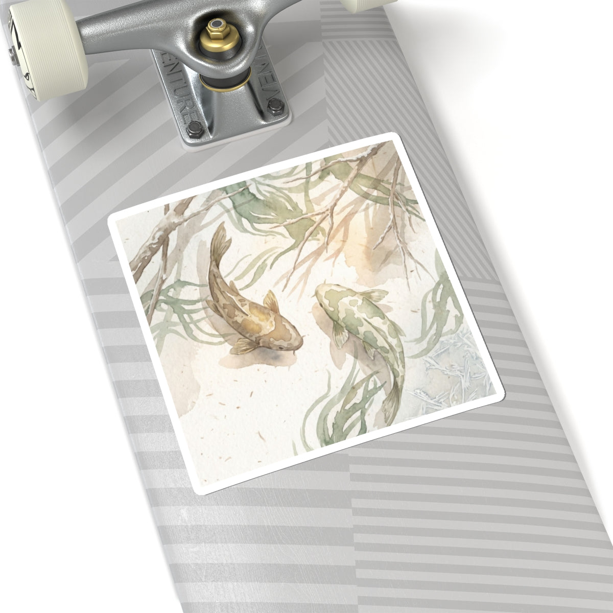 Winter Koi Pond Watercolor Sticker | Neutral Decor Art Print