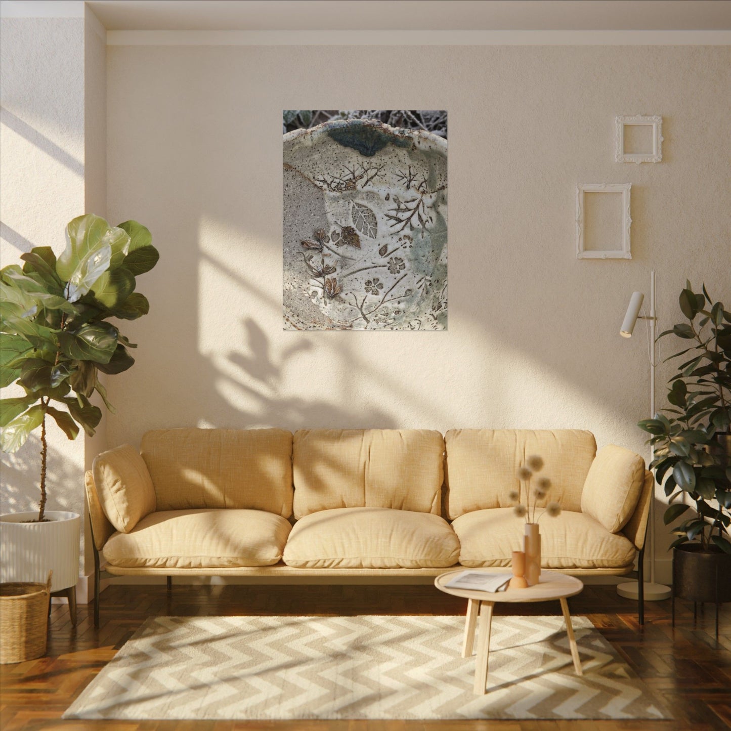 Ceramic Bowl Winter Canvas Art | Japandi Earthy Design