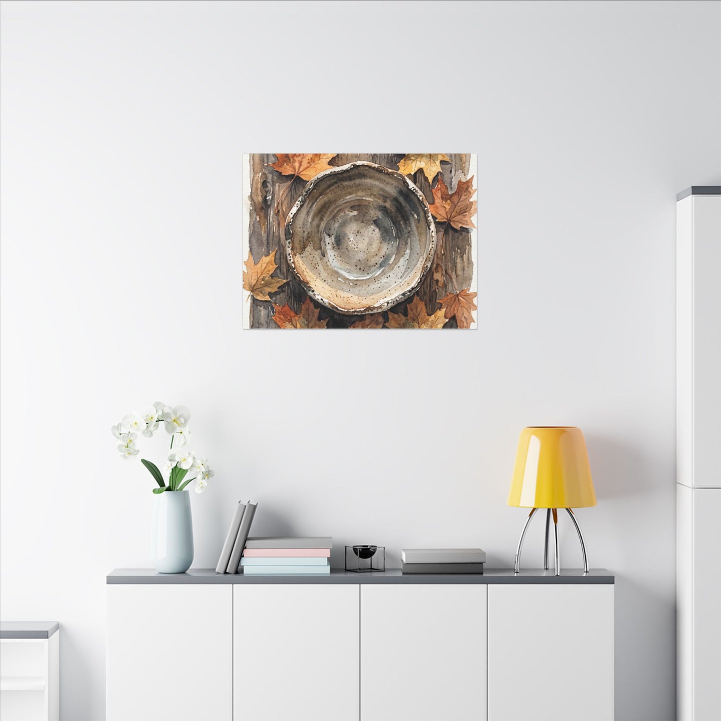 Ma Ceramic Bowl Canvas Art - Japandi Watercolor