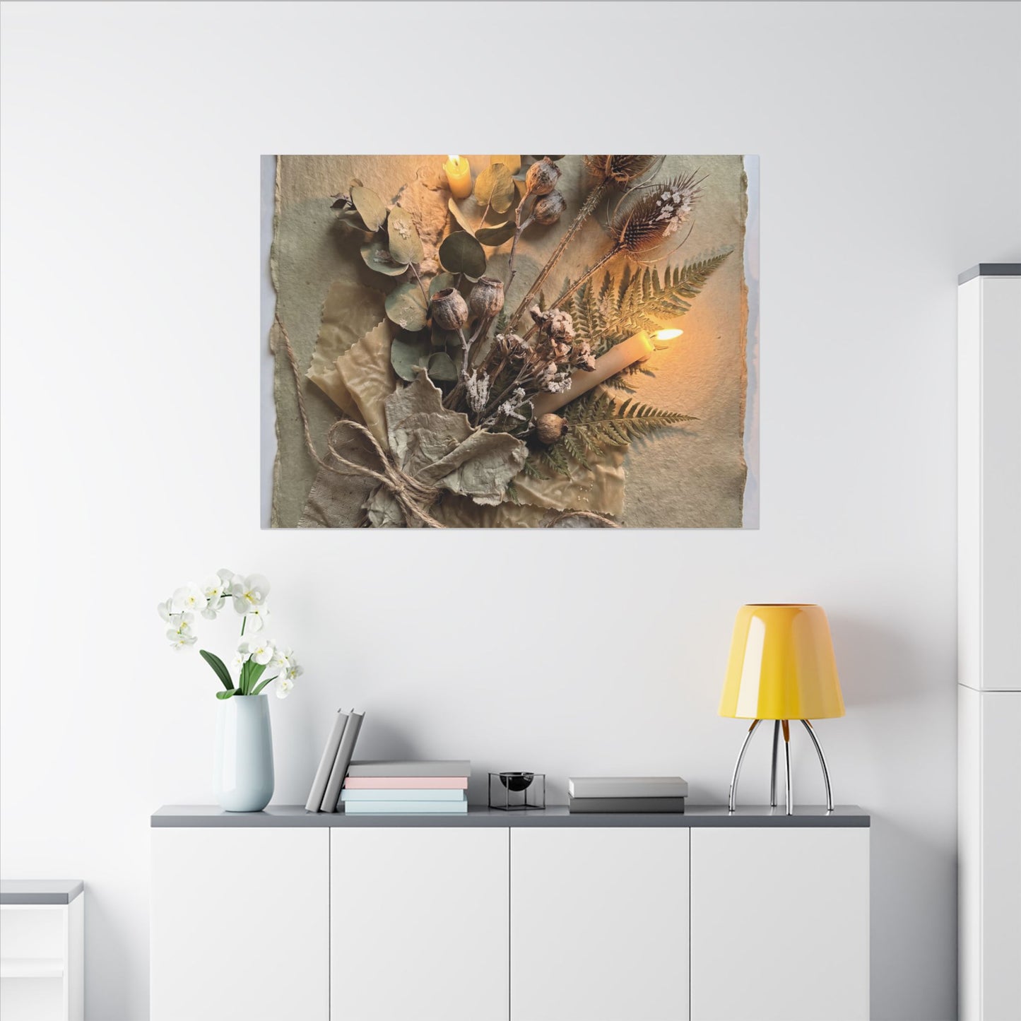 Dried Flowers Texture Canvas Art | Warm Japandi Art