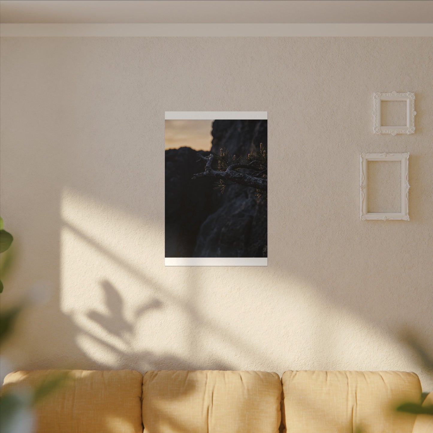 Pine Tree Moody Minimal Canvas Art | Sophisticated Dark Japandi Art