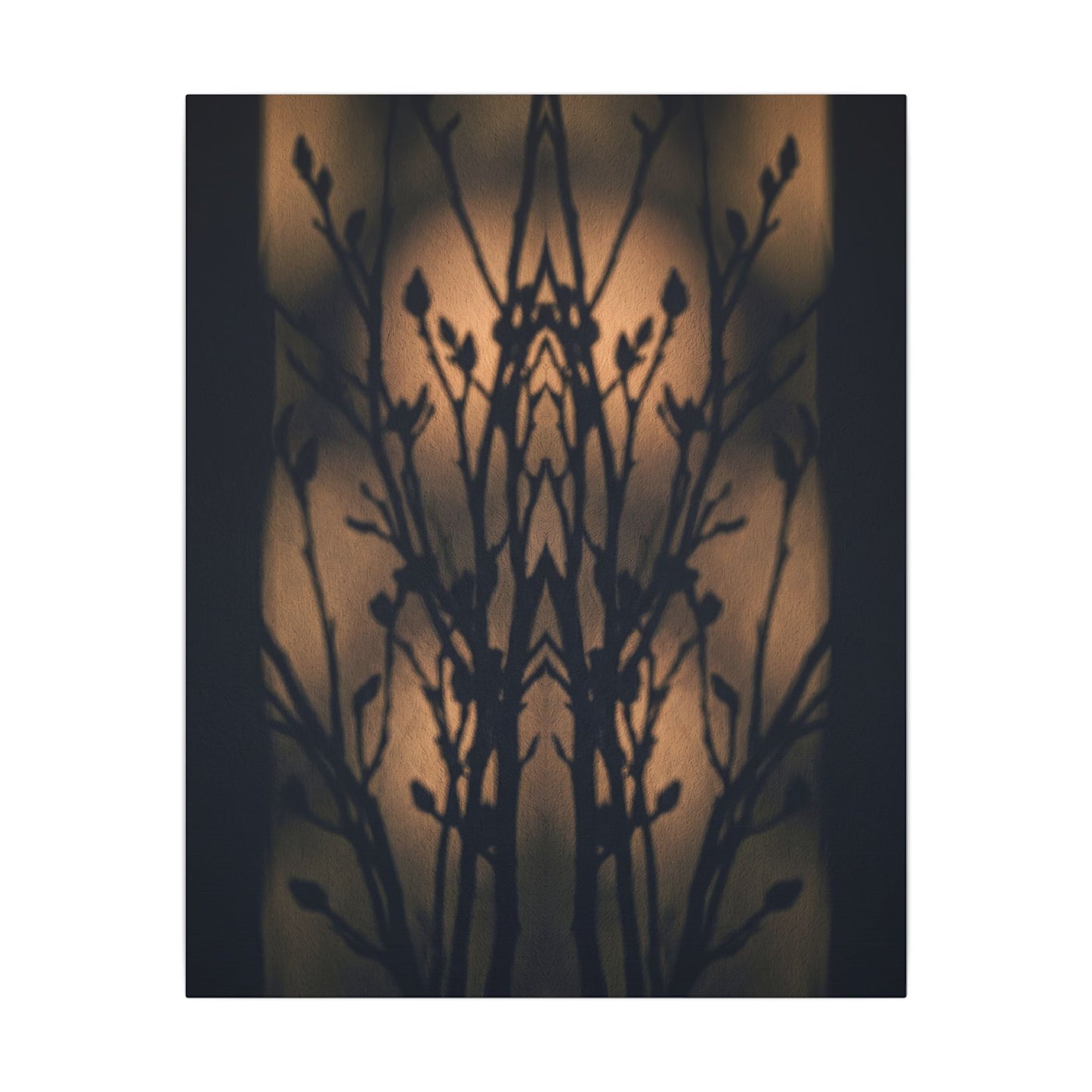 Dark Japandi Shadow Play in Golden Hour | Shadow Zen Canvas Art