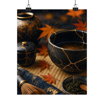 Tea Ceremony Gold Repair Wall Art Print | Healing Kintsugi Art