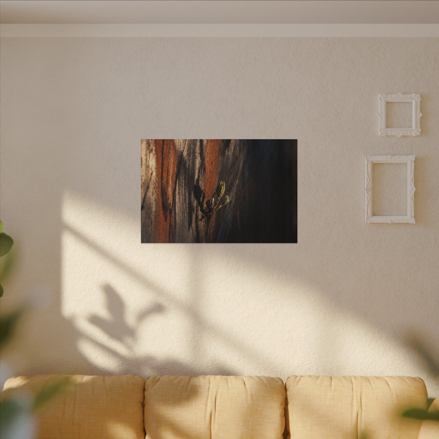 Rust Patina Charcoal Ink Canvas Art | Moody Dark Japandi Art