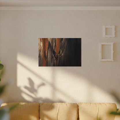 Rust Patina Charcoal Ink Canvas Art | Moody Dark Japandi Art
