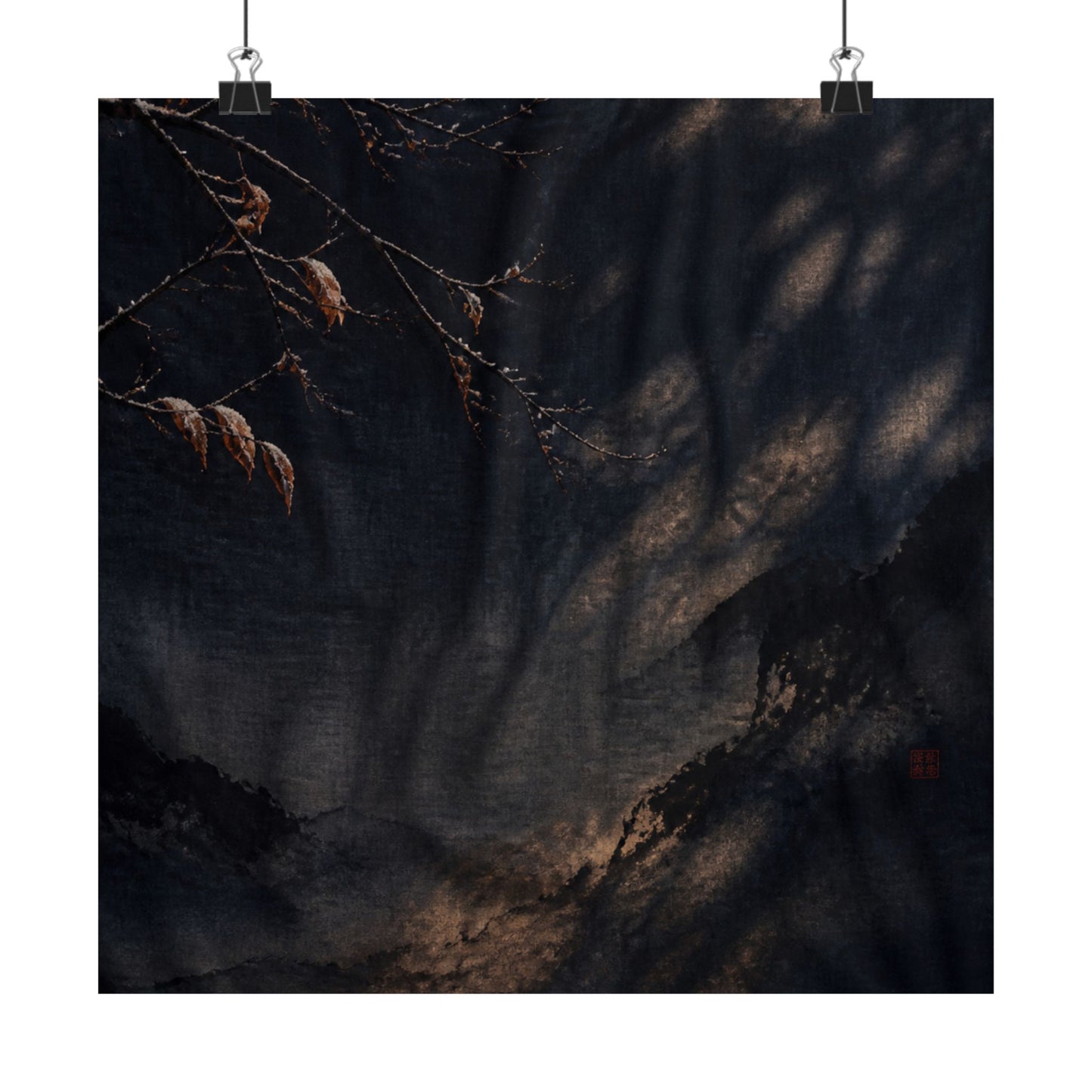 Winter Silk Drape Charcoal Ink Wall Art Print | Sophisticated Decor