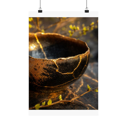 Shibui Ceramic Bowl Wall Art Print - Kintsugi Gold Vein
