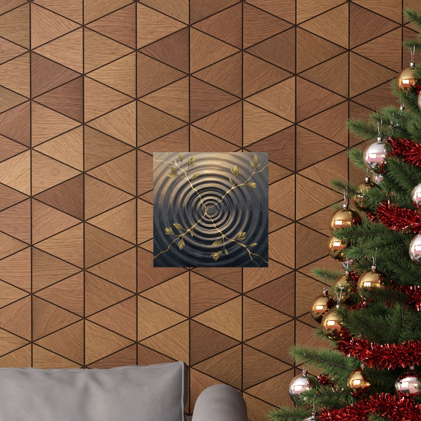 Kanso Water Ripple Wall Art Print - Kintsugi Gold Vein