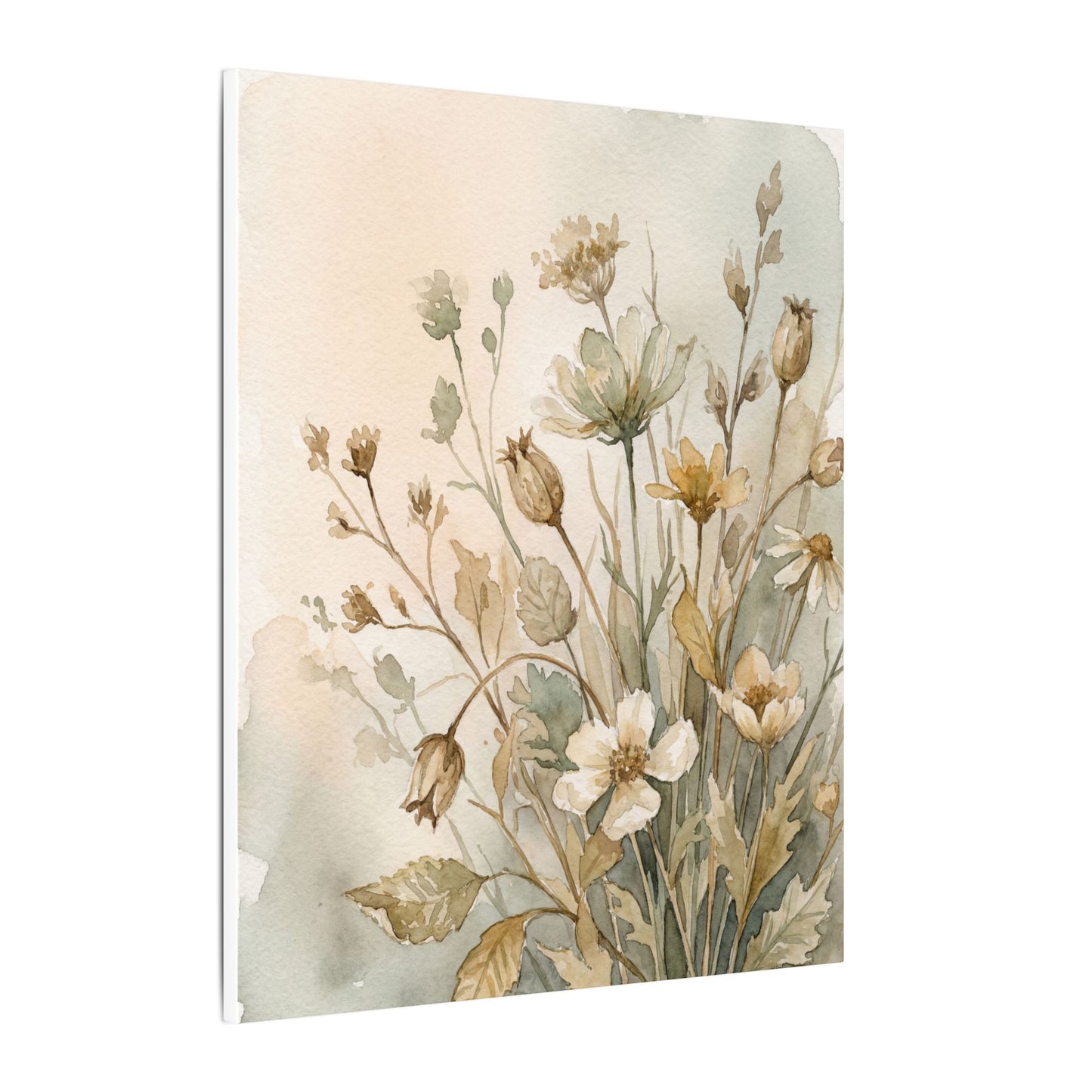 Summer Dried Flowers Watercolor Canvas Art | Elegant Decor
