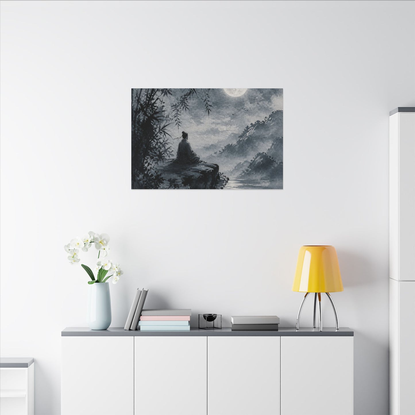 Ink Brushstroke Sumi E Canvas Art | Serene Zen Art