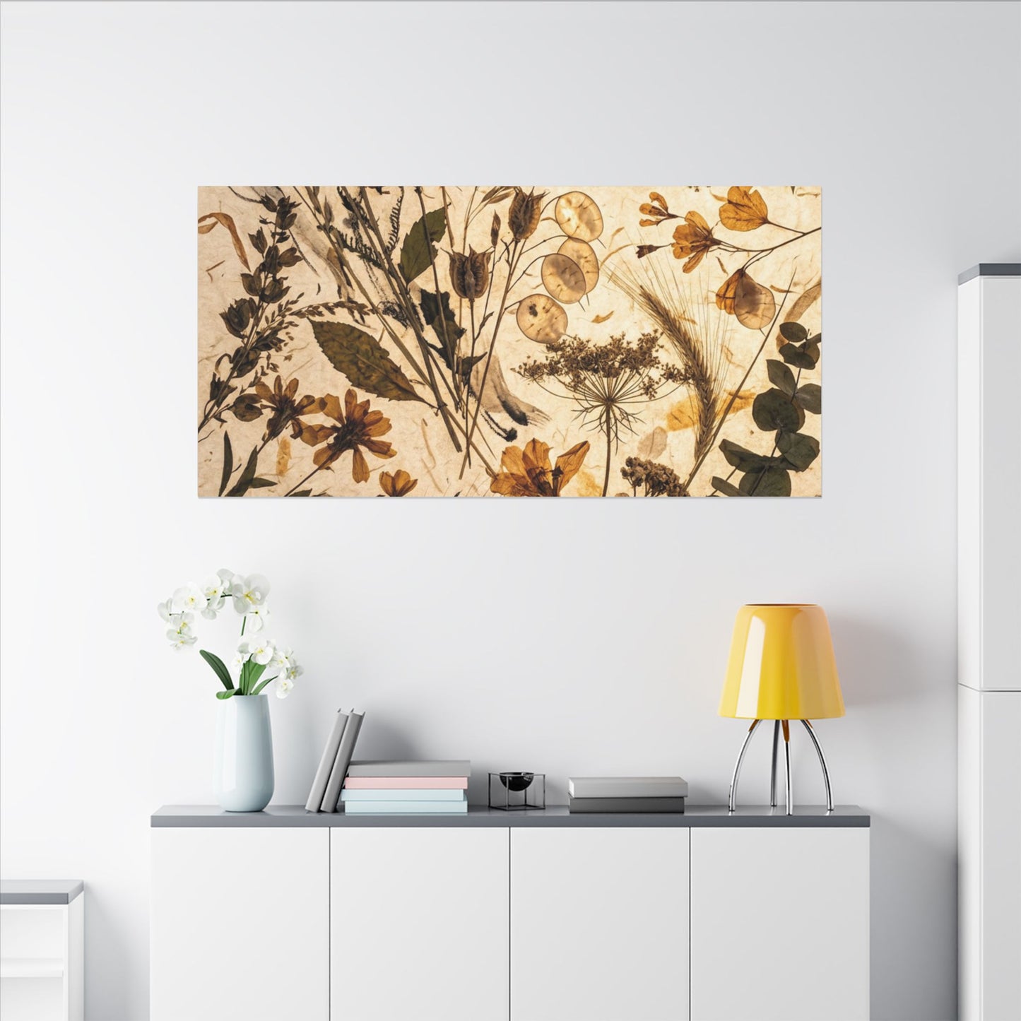 Dried Flowers Summer Canvas Art | Japandi Neutral Design