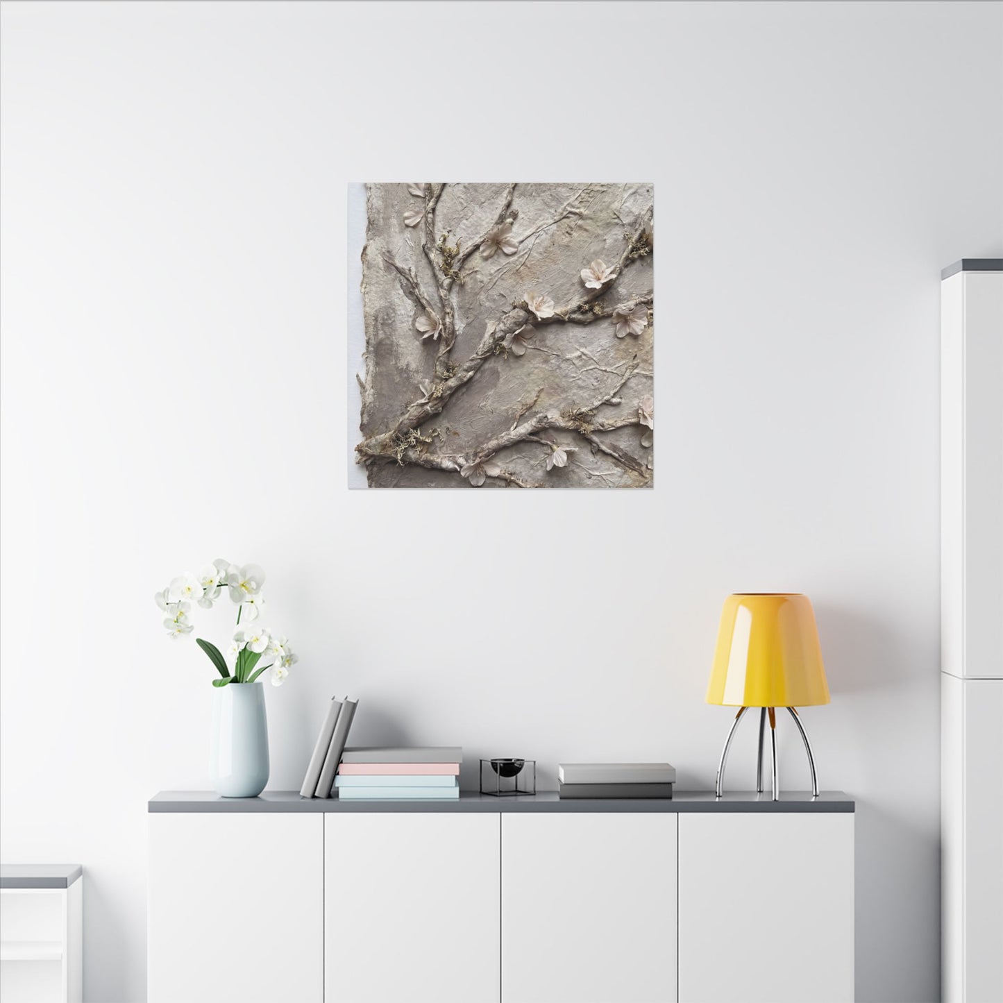 Summer Cherry Blossom Texture Canvas Art | Earthy Decor