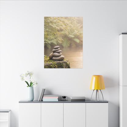 Cozy River Stones Canvas Art - Japanese Pattern Japandi