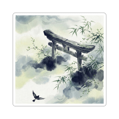 Spring Torii Gate Sumi E Sticker | Contemplative Decor