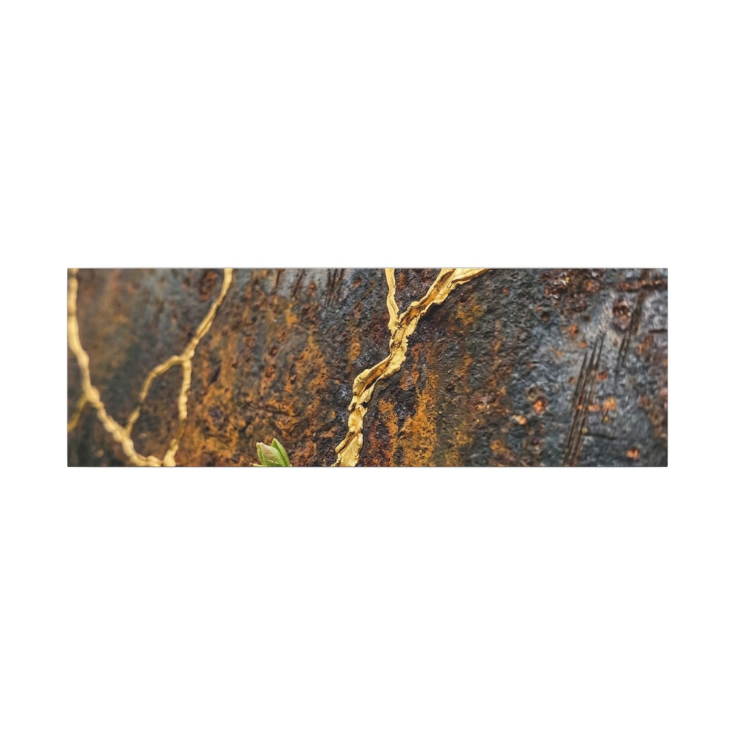 Mono No Aware Rust Patina Canvas Art - Kintsugi Gold Repair