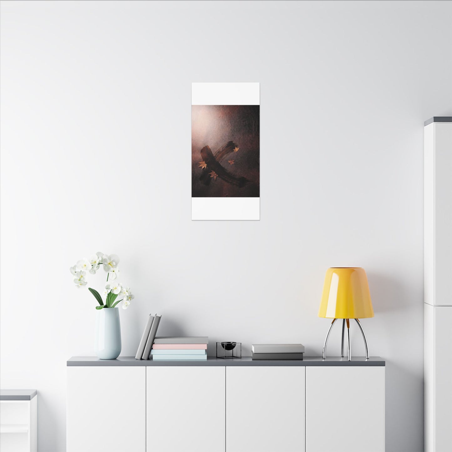 Moody Ink Brushstroke Canvas Art - Moody Minimal Dark Japandi