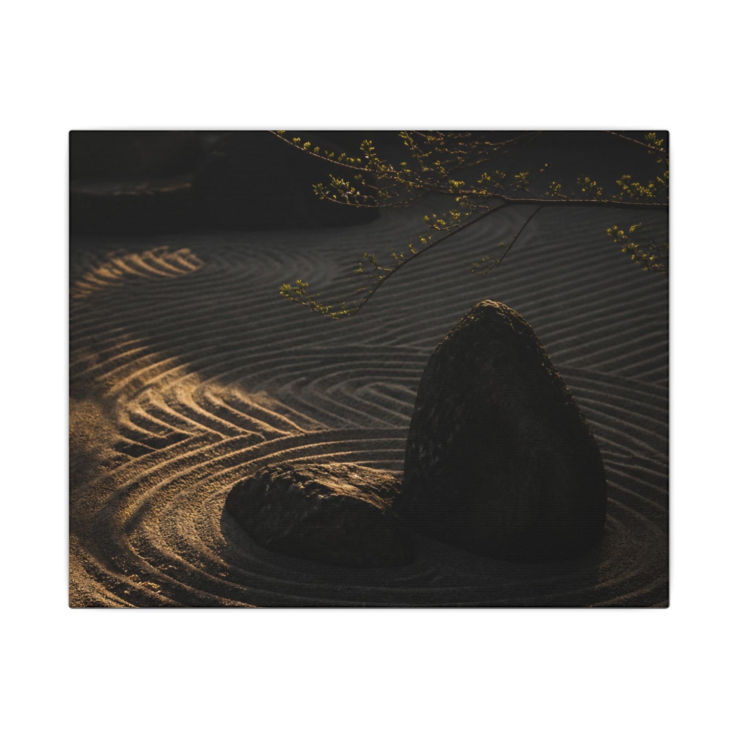Ma Rock Garden Canvas Art - Dark Japandi Shadow Zen