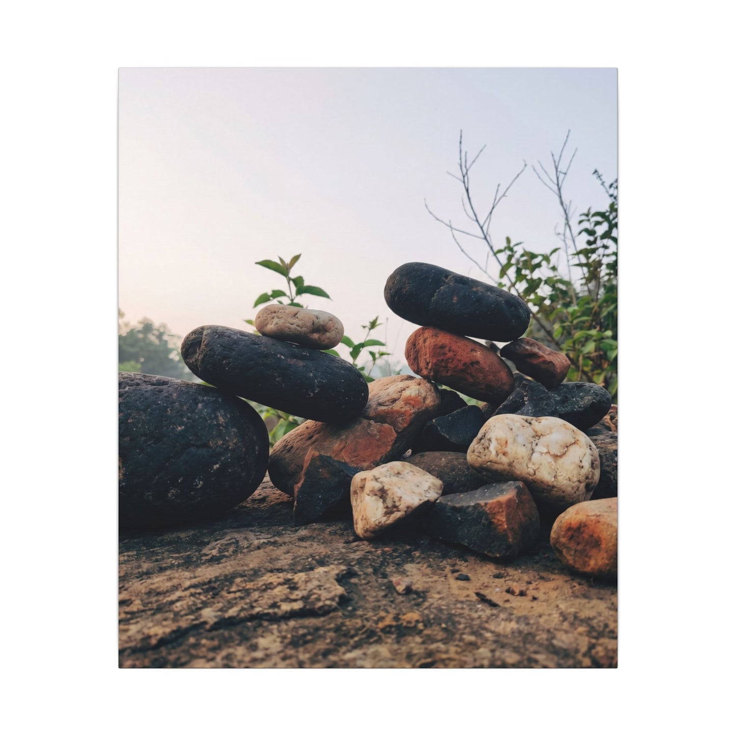 River Stones Canvas Art | Spring Kintsugi Broken Beauty Art