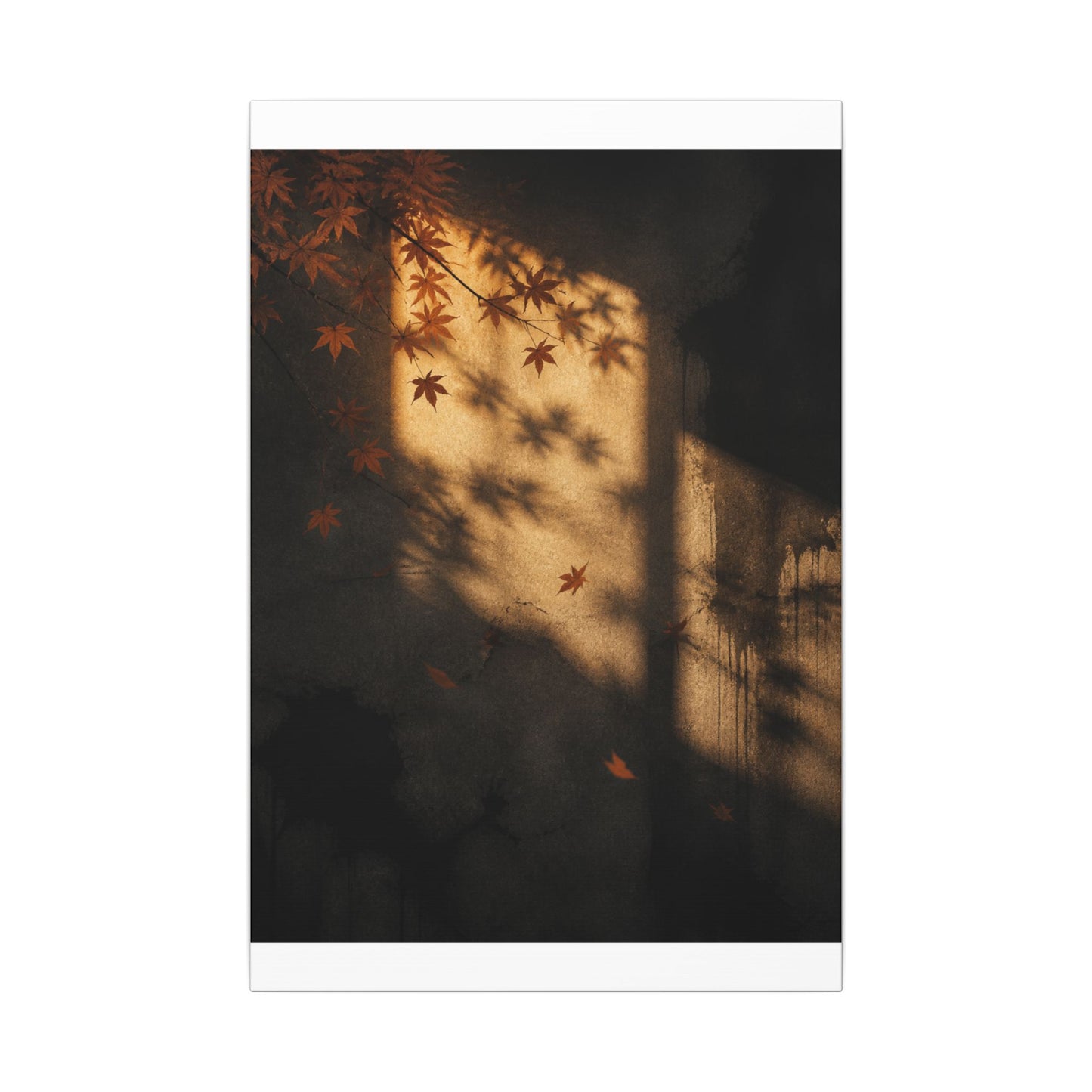 Shadow Play Canvas Art | Autumn Dark Japandi Charcoal Ink Art