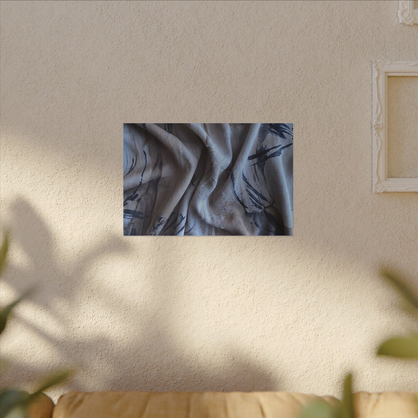 Silk Drape Winter Canvas Art | Japandi Earthy Design