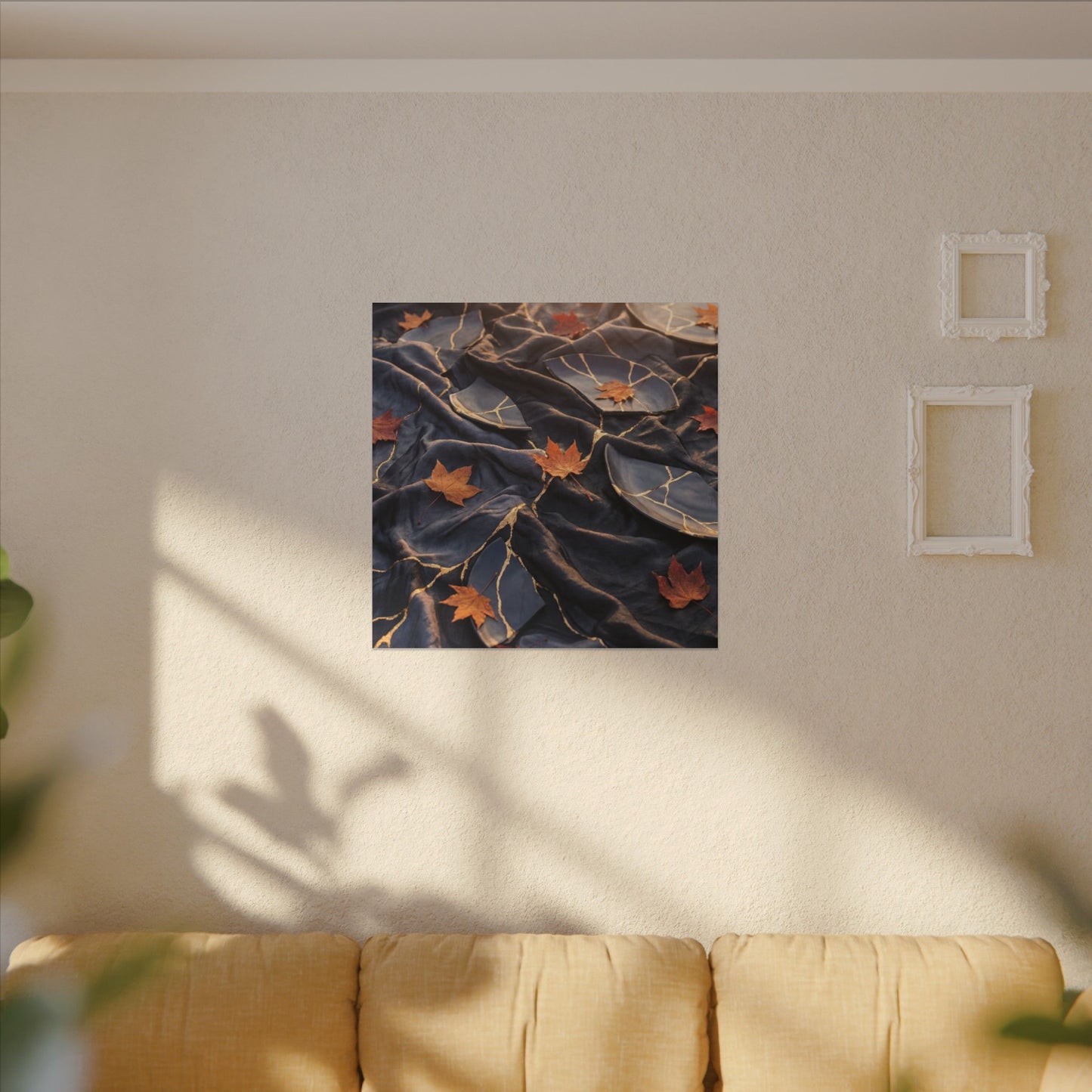 Golden Hour Silk Drape Canvas Art - Kintsugi Shibui