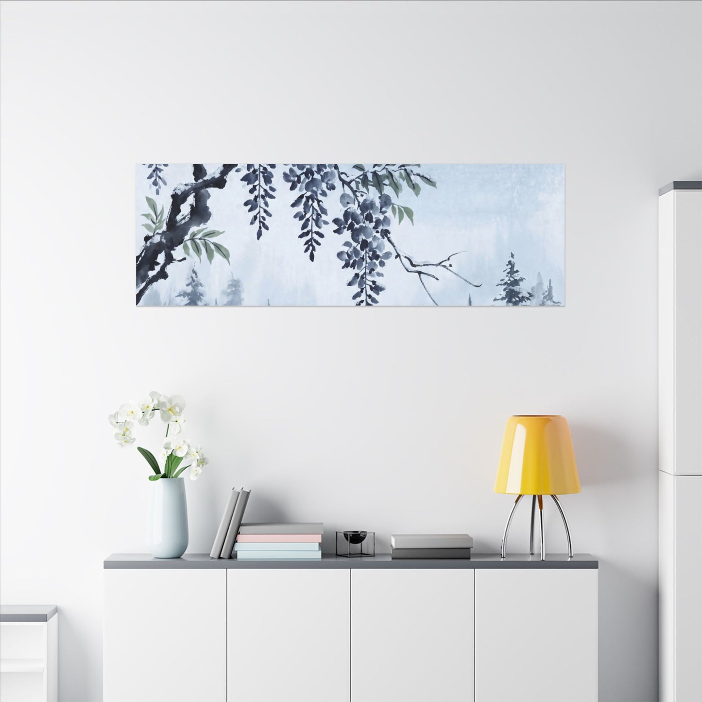 Seijaku Wisteria Canvas Art - Zen Sumi E
