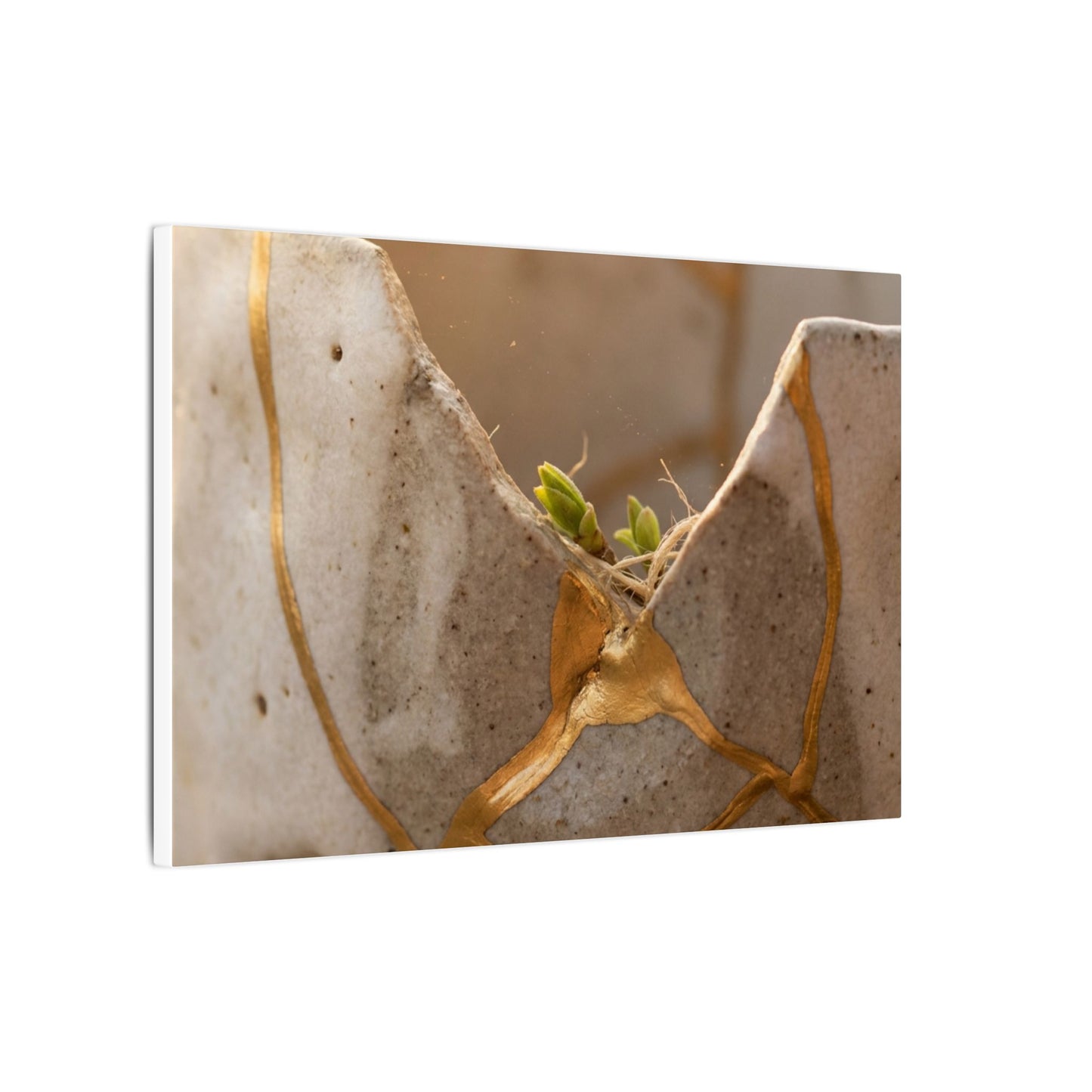 Golden Hour Broken Pottery Canvas Art - Japandi Kanso