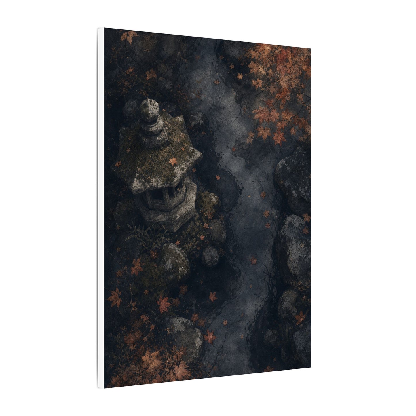 Stone Lantern Canvas Art | Autumn Japandi Texture Art