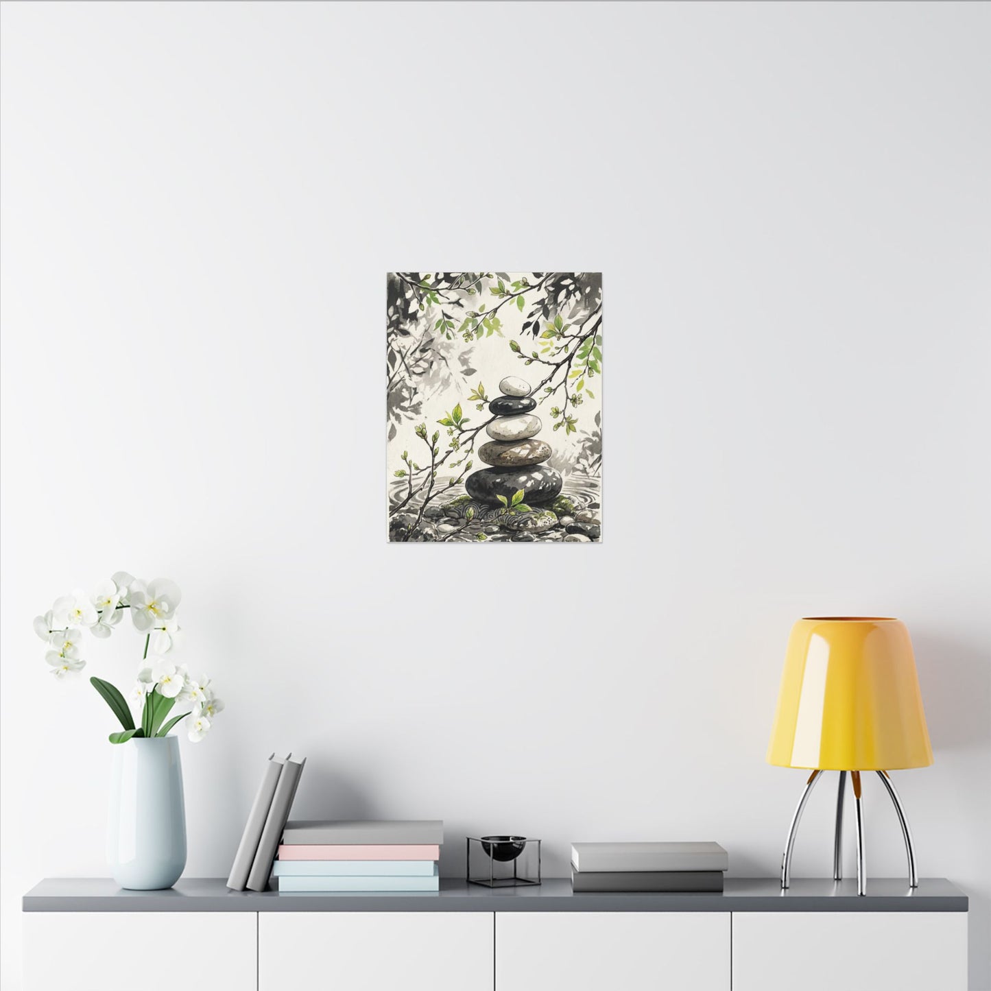 Spring River Stones Japanese Pattern Canvas Art | Elegant Decor