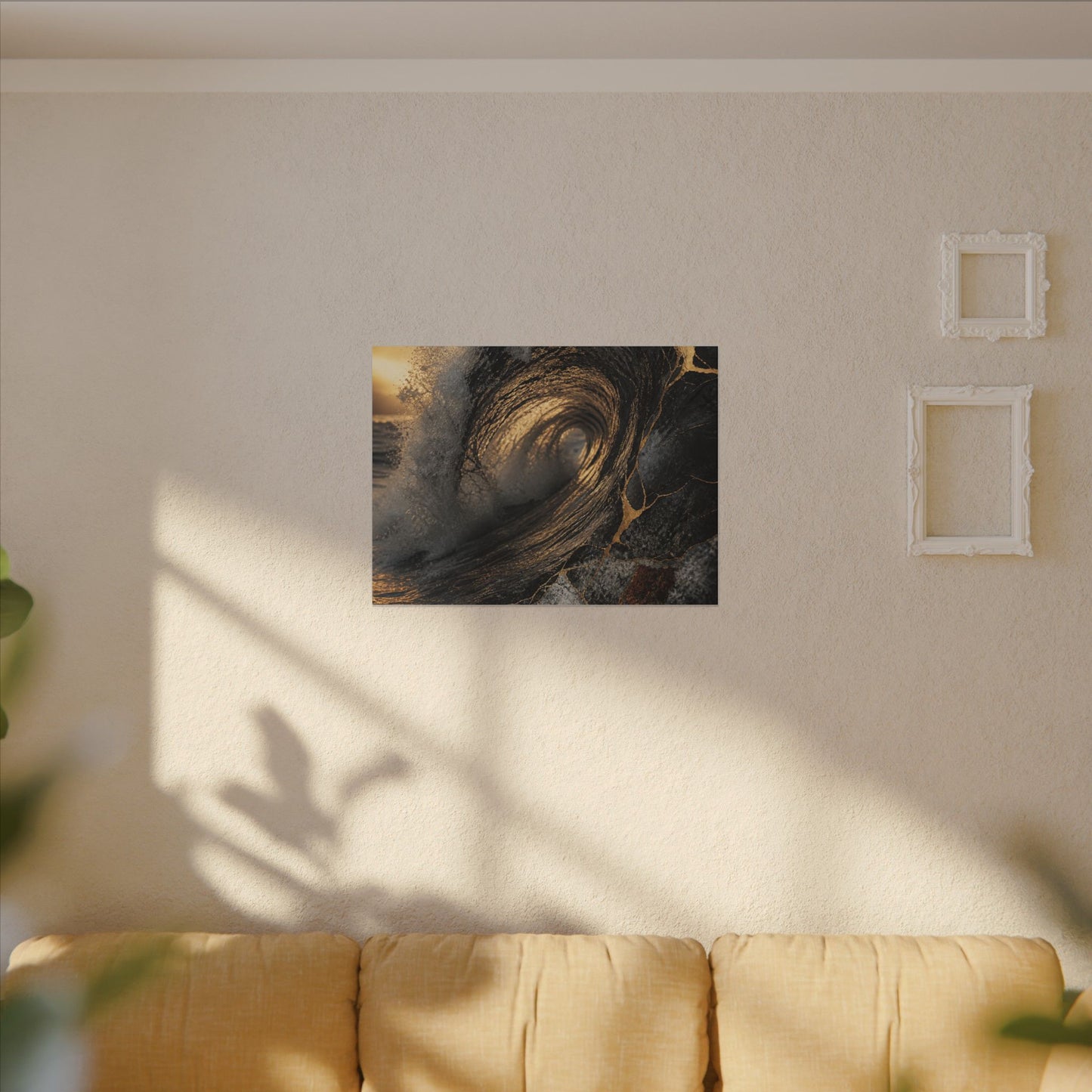 Kanso Ocean Wave Canvas Art - Kintsugi Gold Vein