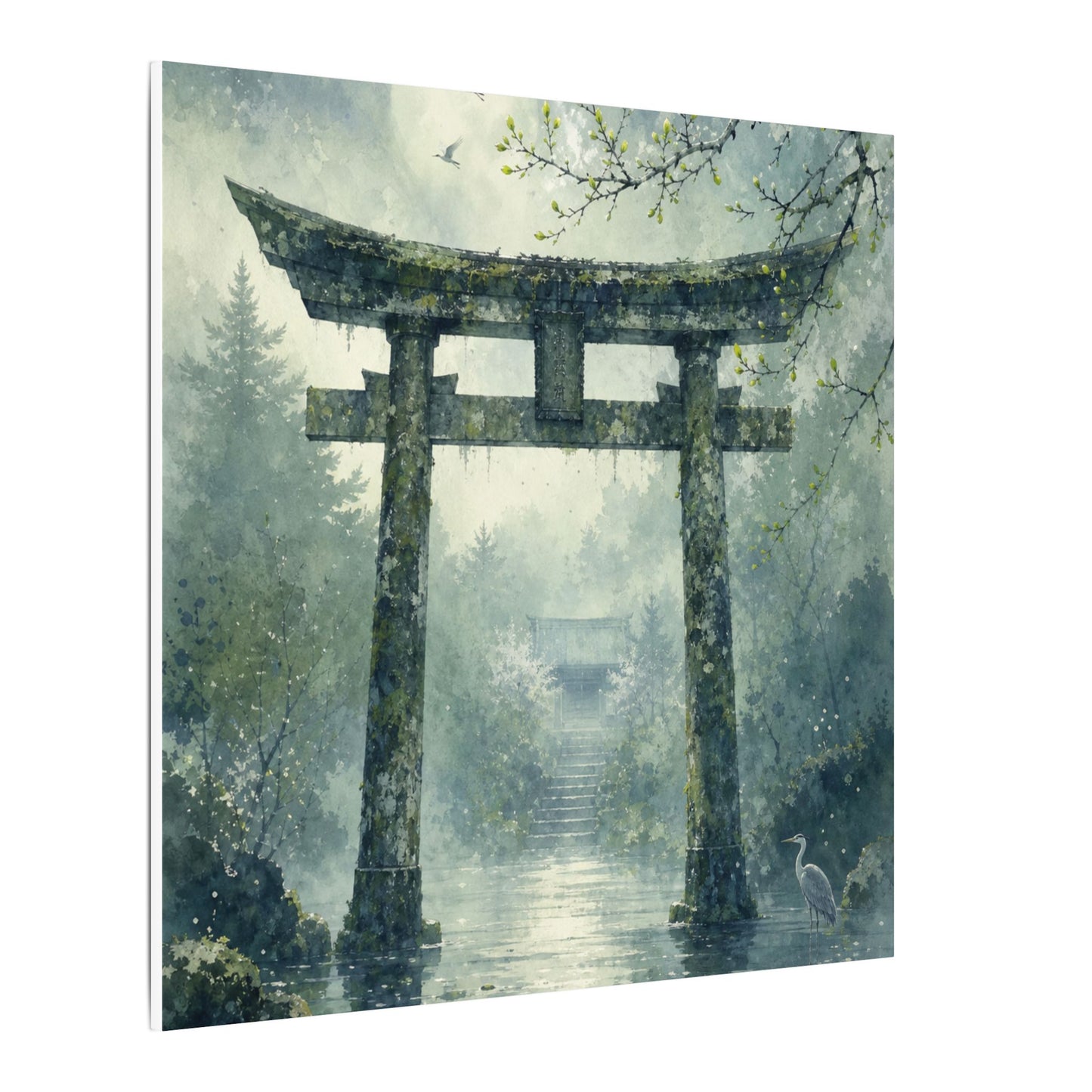 Earthy Torii Gate Canvas Art - Watercolor Japandi