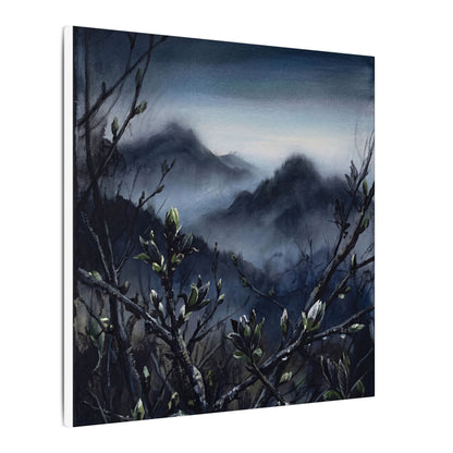 Mountain Mist Spring Canvas Art | Dark Japandi Atmospheric Design