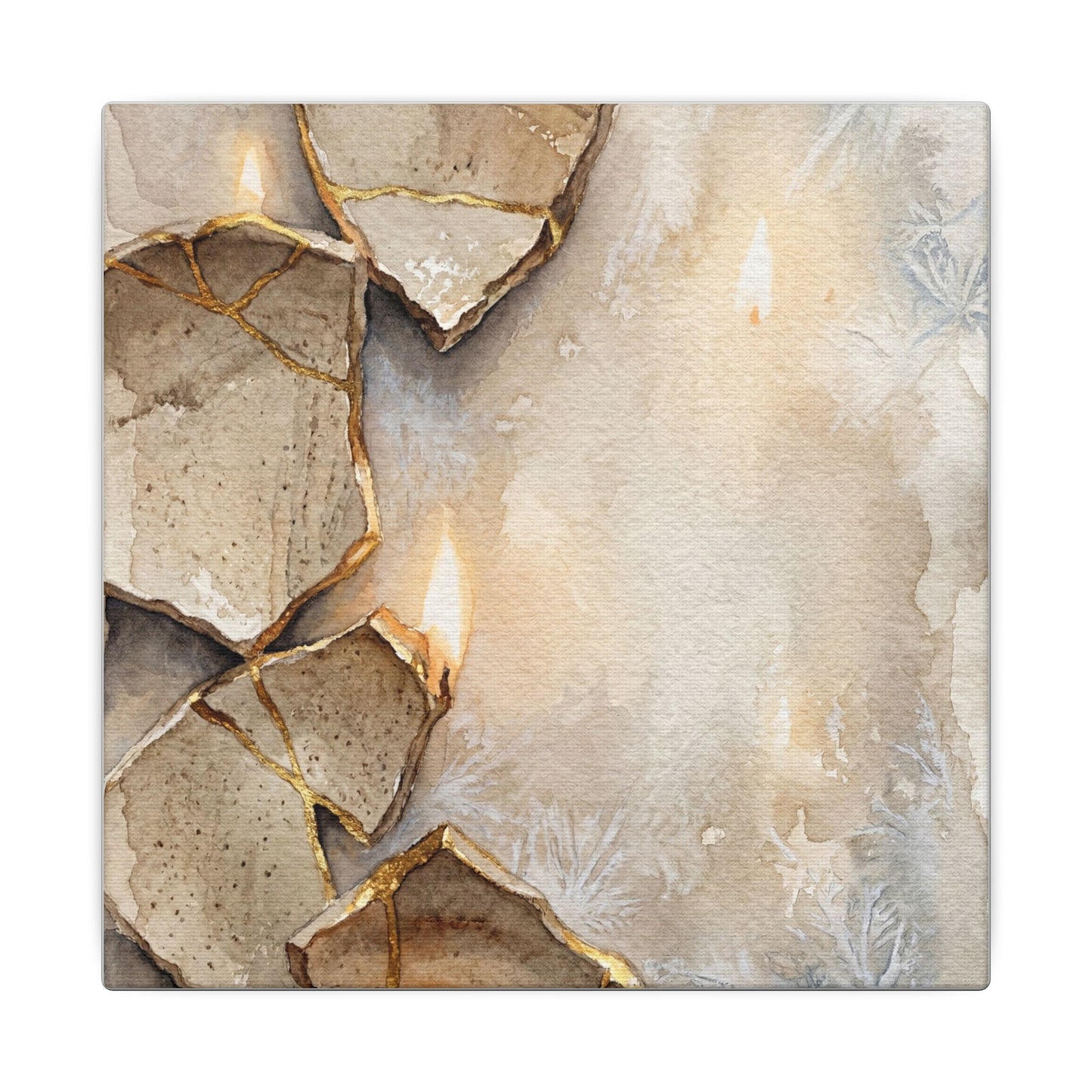 Broken Pottery Winter Canvas Art | Japandi Warm Design