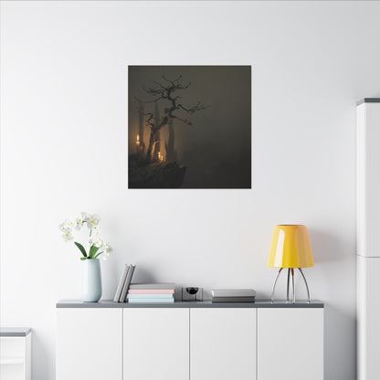 Ma Pine Tree Canvas Art - Dark Japandi Shadow Zen
