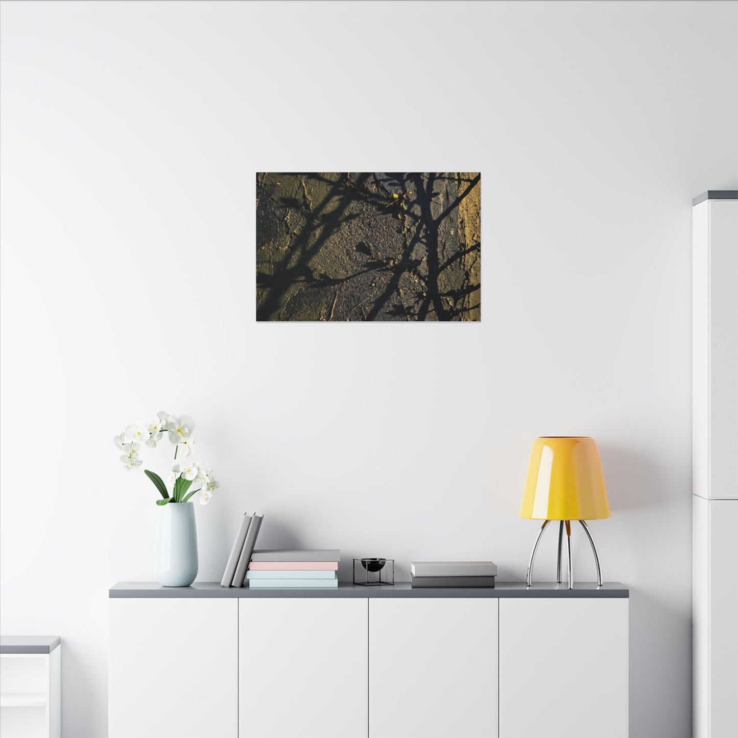 Kanso Shadow Play Canvas Art - Dark Japandi Dark Texture