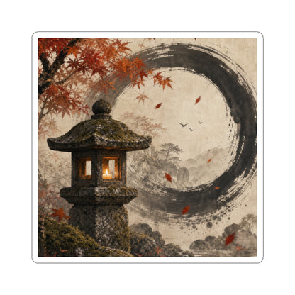 Stone Lantern Autumn Sticker | Zen Serene Design