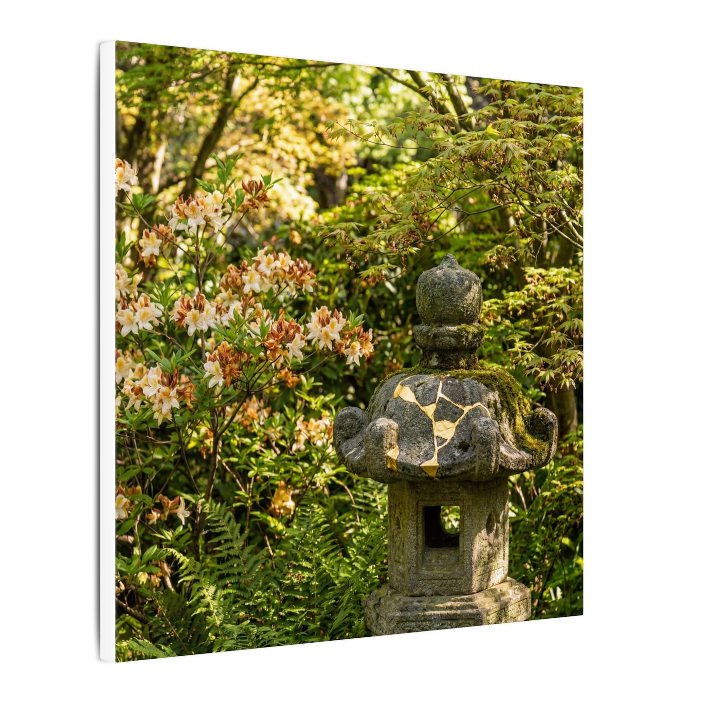 Spring Stone Lantern Gold Repair Canvas Art | Beautiful Decor