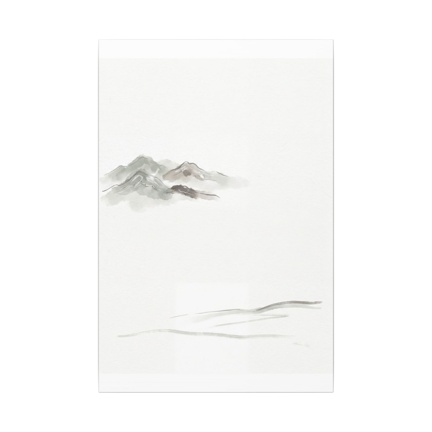 Winter Mountain Mist Minimal Line Canvas Art | Elegant Decor