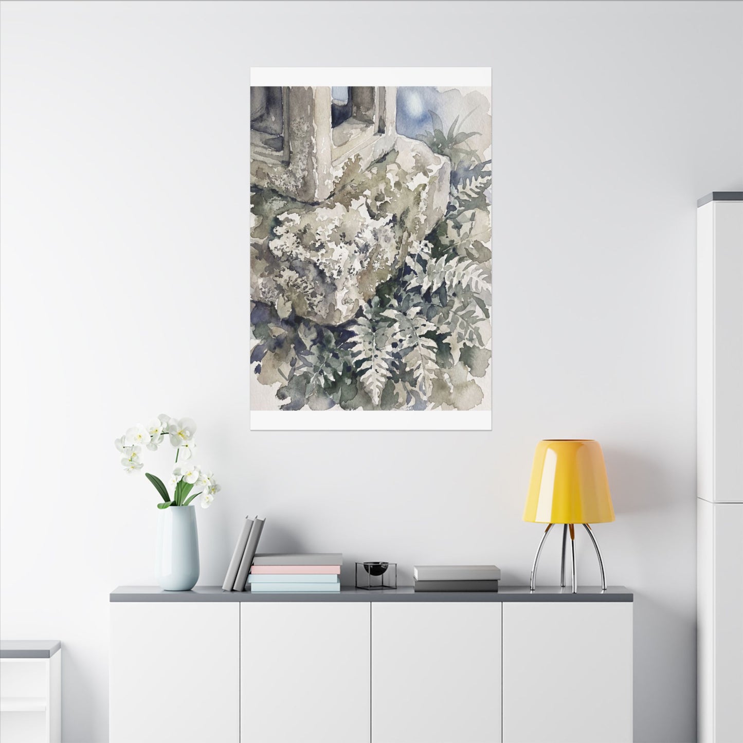 Stone Lantern Watercolor Canvas Art | Elegant Japandi Art