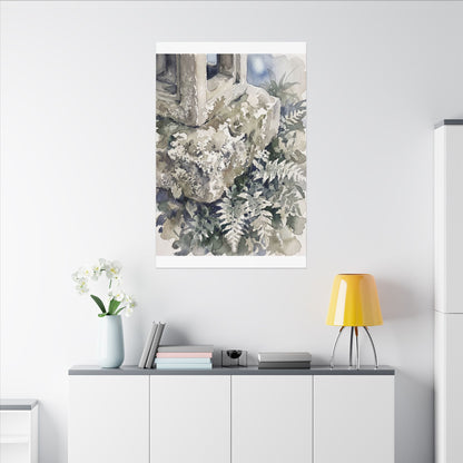Stone Lantern Watercolor Canvas Art | Elegant Japandi Art