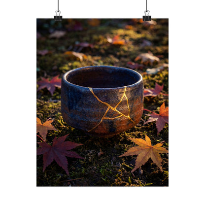 Moonlit Garden Wall Art Print | Autumn Kintsugi Gold Repair Art Art Print
