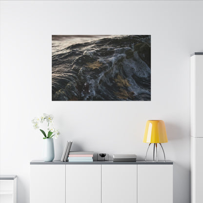 Dark Japandi Ocean Wave in Dawn | Moody Minimal Canvas Art