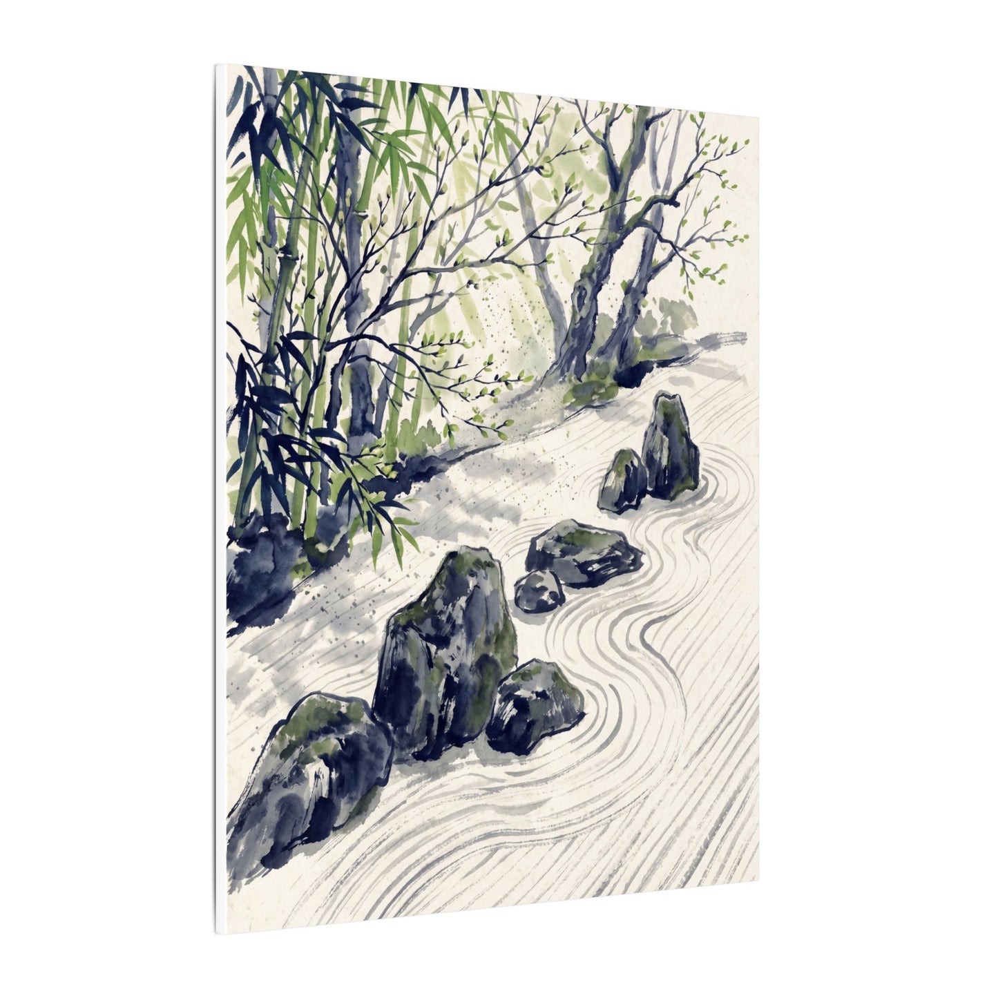 Dappled Rock Garden Canvas Art - Zen Mono No Aware