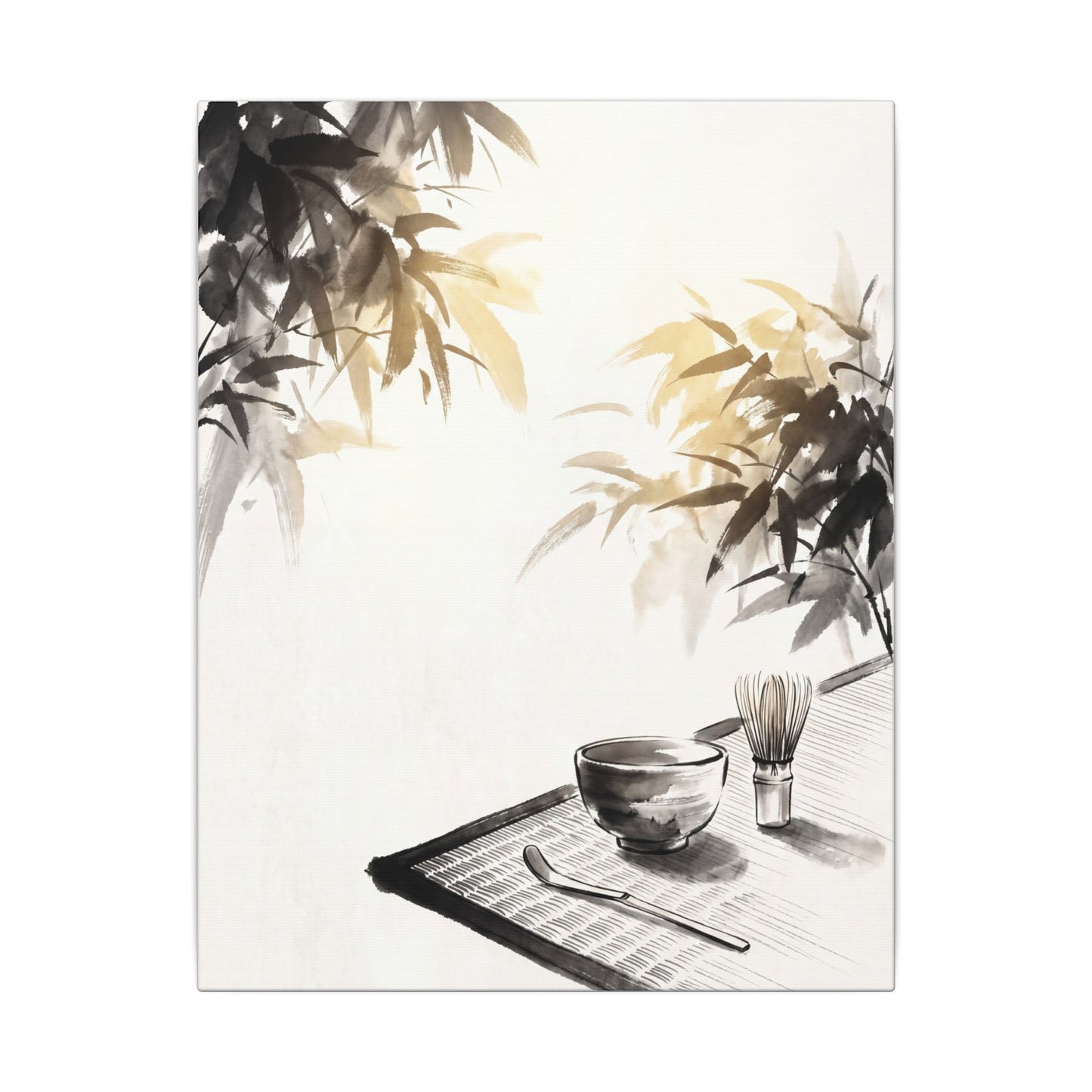 Tea Ceremony Sumi E Canvas Art | Serene Zen Art