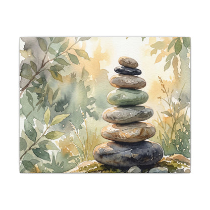 Golden Hour River Stones Canvas Art - Japandi Mono No Aware