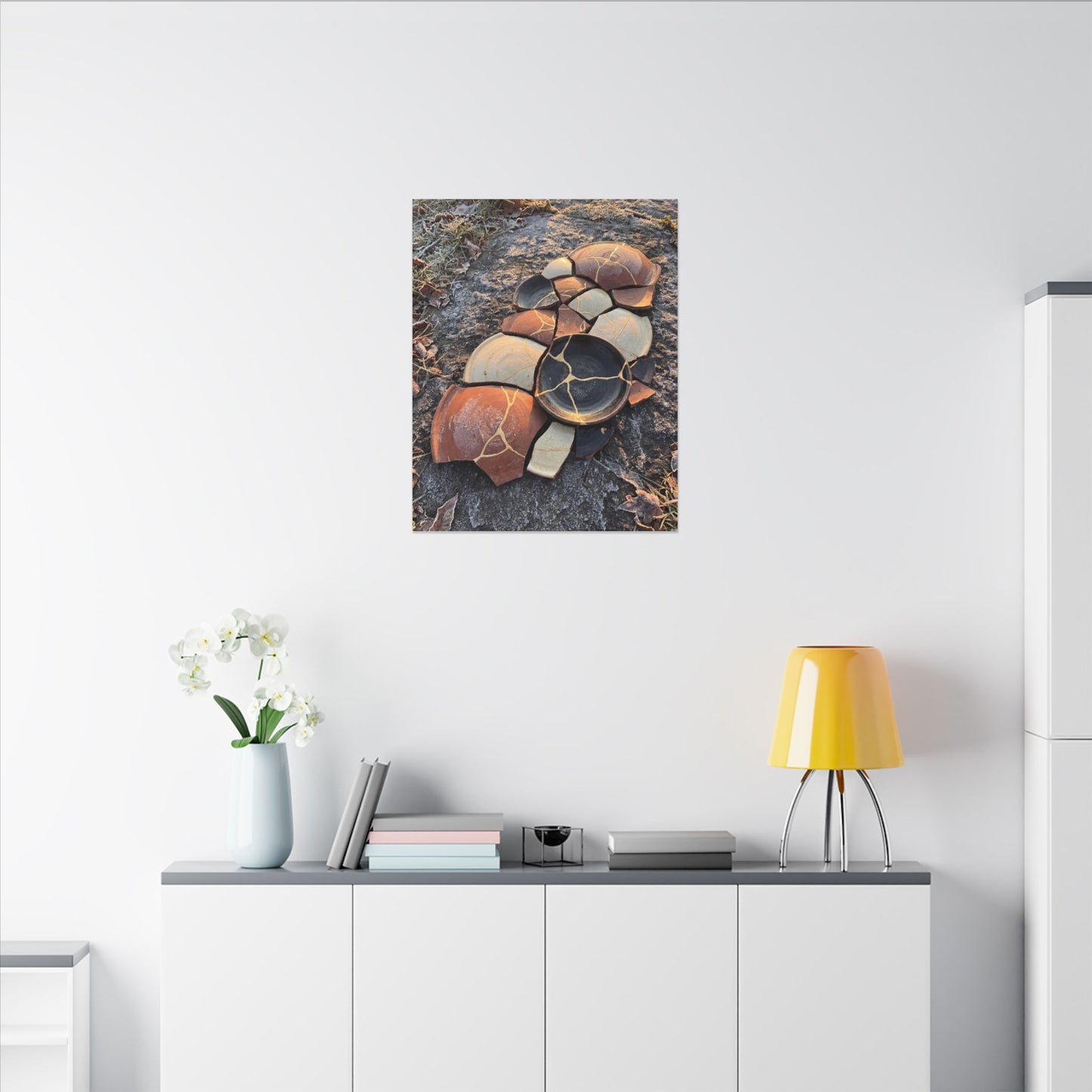 Winter Broken Pottery Gold Vein Canvas Art | Beautiful Decor
