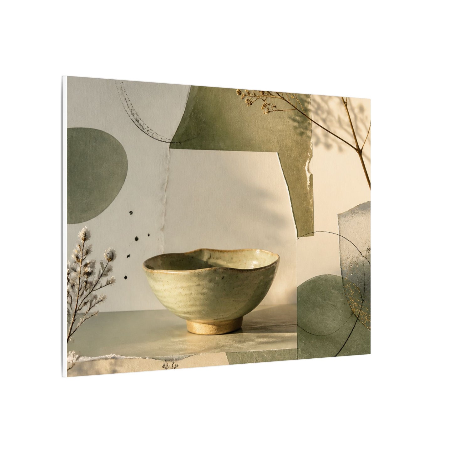 Warm Ceramic Bowl Canvas Art - Minimal Line Japandi